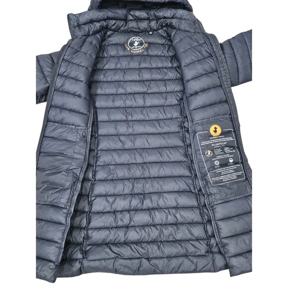 Save The Duck Womens 1/S Ultra Light Jacket Hooded Puffer Coat Plumtech Navy - Picture 4 of 16